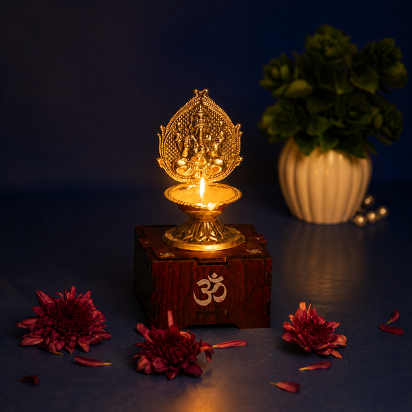 Solar Silver Ganpati Diya Night View