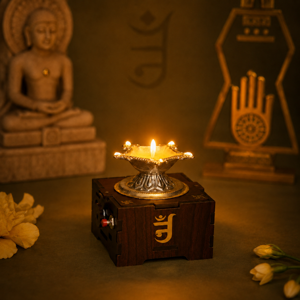 Solar Navkar Mantra Diya Night View