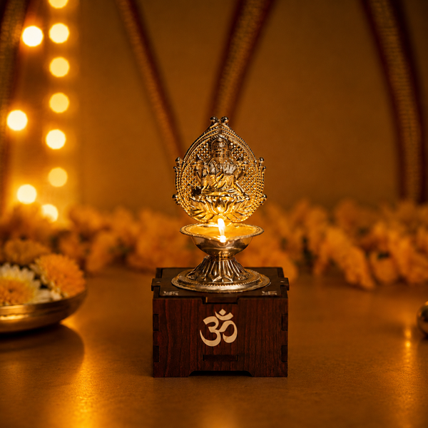 Solar Silver Laxmi Diya Night View