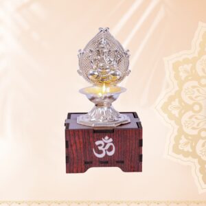 Silver Coated Saur Ganesha Diya